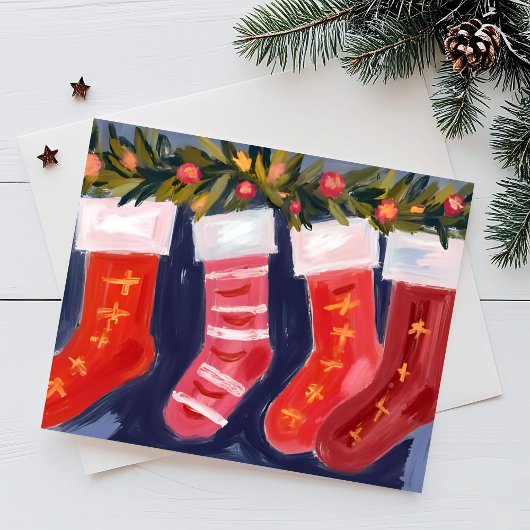 Christmas Stockings | Garland Merry Christmas Feiertagskarte
