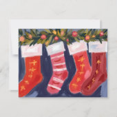 Christmas Stockings | Garland Merry Christmas Feiertagskarte (Vorderseite)