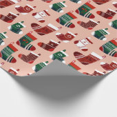 Christmas Stockings Pink Geschenkpapier (Ecke)