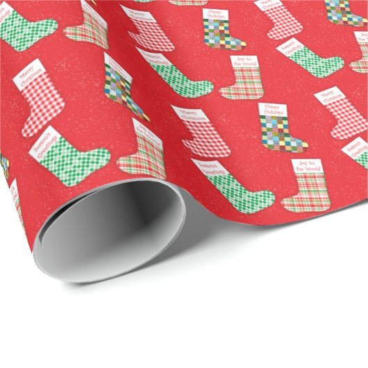 Christmas stockings small holiday wrapping paper geschenkpapier (Rolleneckpunkt)