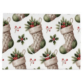 Christmas Stockings Winter Berries Große Geschenktüte (Rückseite)