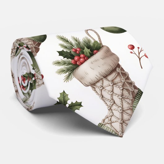 Christmas Stockings Winter Berries Krawatte (Gerollt)