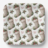 Christmas Stockings Winter Berries Pappteller (Vorderseite)