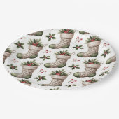 Christmas Stockings Winter Berries Pappteller (Schrägansicht)