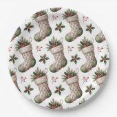 Christmas Stockings Winter Berries Pappteller (Vorderseite)