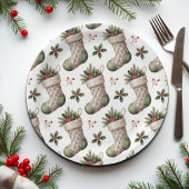 Christmas Stockings Winter Berries Pappteller