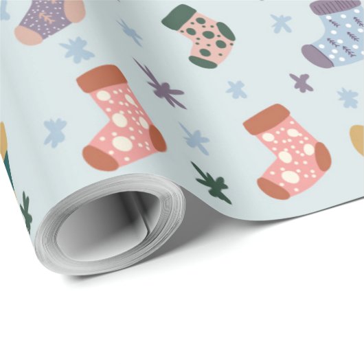 Christmas Stockings Wrapping Paper Geschenkpapier (Rolleneckpunkt)