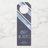 Christmas Stripe Muster Blue ID862 Flaschenanhänger (Vorderseite)