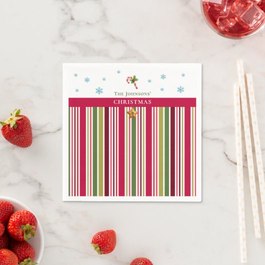 Christmas Striped– Holiday Cooking & Baking Gift Serviette (Beispiel)
