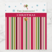 Christmas Striped– Holiday Cooking & Baking Gift Weinetikett (Einzelnes Label)