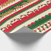 Christmas Stripes Gingerbread & Ornaments Pattern Geschenkpapier (Ecke)