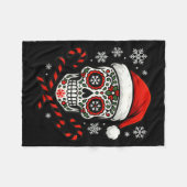 Christmas Sugar Calavera Skull Santa Hat Candy Can Fleecedecke (Vorderseite (Horizontal))