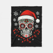 Christmas Sugar Calavera Skull Santa Hat Candy Can Fleecedecke (Vorderseite)