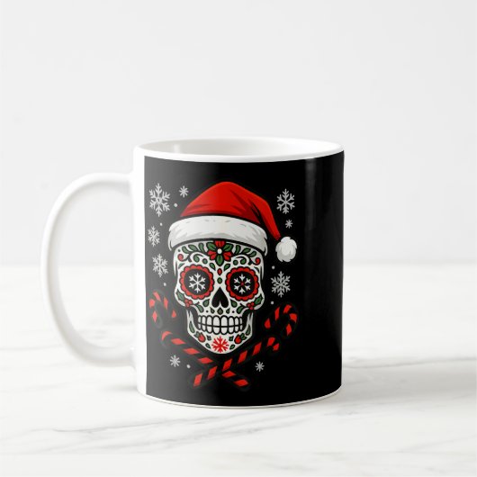 Christmas Sugar Calavera Skull Santa Hat Candy Can Kaffeetasse (Links)