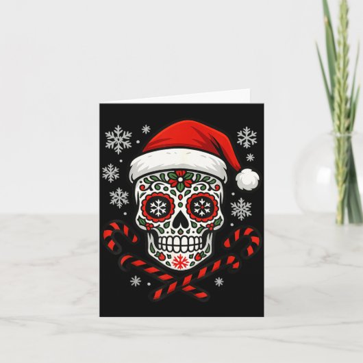 Christmas Sugar Calavera Skull Santa Hat Candy Can Karte (Vorderseite)