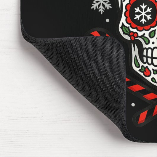 Christmas Sugar Calavera Skull Santa Hat Candy Can Mousepad (Ecke)