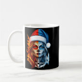 Christmas Sugar Skull Art Woman Santa Hat Fantasy  Kaffeetasse (Links)