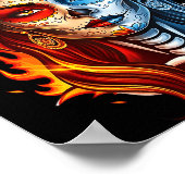 Christmas Sugar Skull Art Woman Santa Hat Fantasy  Poster (Ecke)