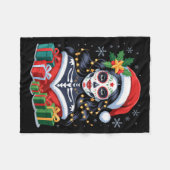 Christmas Sugar Skull Art Woman Santa Hat Festive Fleecedecke (Vorderseite (Horizontal))