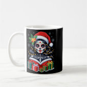 Christmas Sugar Skull Art Woman Santa Hat Festive Kaffeetasse (Links)