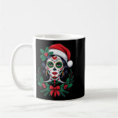 Christmas Sugar Skull Art Woman Santa Hat Festive Kaffeetasse (Links)
