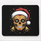 Christmas Sugar Skull Art Woman Santa Hat Festive  Mousepad (Vorne)