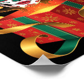 Christmas Sugar Skull Art Woman Santa Hat Festive  Poster (Ecke)