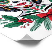 Christmas Sugar Skull Art Woman Santa Hat Festive  Poster (Ecke)