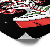 Christmas Sugar Skull Art Woman Santa Hat Festive  Poster (Ecke)