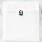 Christmas Sugar Skull Art Woman Santa Hat Festive Runder Aufkleber (Tasche)