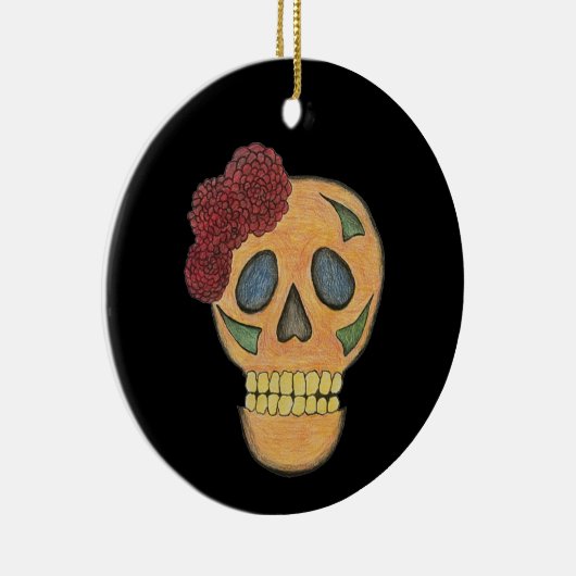 Christmas Sugar Skull Gothic Keramik Ornament (Rechts)