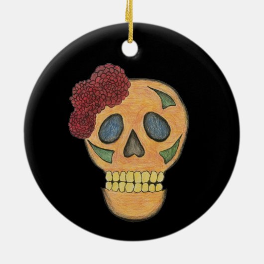 Christmas Sugar Skull Gothic Keramik Ornament (Hinten)
