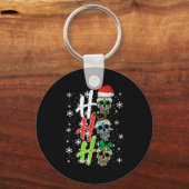 Christmas Sugar Skull Ho Ho Ho Xmas Mexican Men Wo Schlüsselanhänger (Vorderseite)