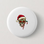 Christmas Sugar Skull Santa Hat Day Of The Dead Xm Button (Vorderseite)
