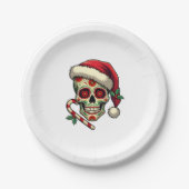 Christmas Sugar Skull Santa Hat Day Of The Dead Xm Pappteller (Vorderseite)
