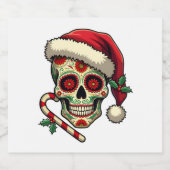 Christmas Sugar Skull Santa Hat Day Of The Dead Xm Schaumweinetikett (Einzelnes Label)