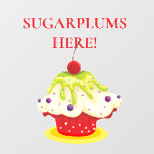 CHRISTMAS Sugarplums Here, Festivals Cupcake Fensteraufkleber (Blatt)