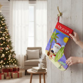 Christmas Summer Santa Beach Surfing Personalized Kleiner Weihnachtsstrumpf