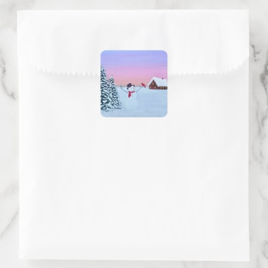 Christmas sunset quadratischer aufkleber (Tasche)