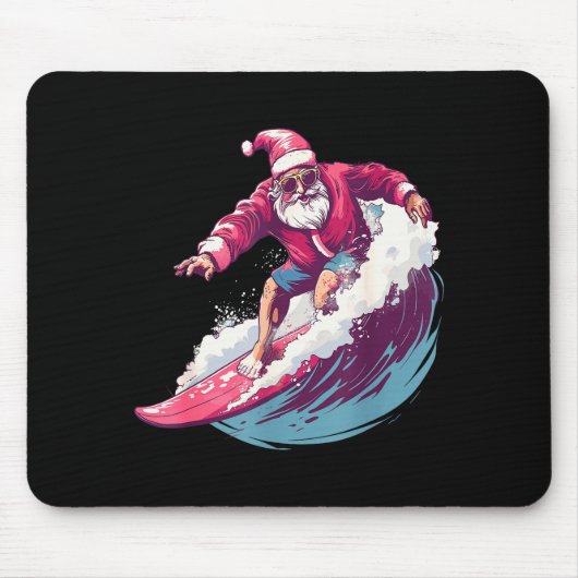 Christmas Surfing Santa Surfboarder Surf Lover Xma Mousepad (Vorne)