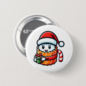 Christmas Sushi - Design des Niedlichen Holiday Fo Button (Vorne & Hinten)