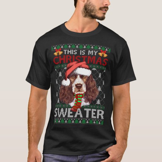 Christmas Sweater Christmas Santa English Springer T-Shirt (Vorderseite)