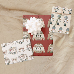 Christmas Sweater Nutcracker Monogram Geschenkpapier Set