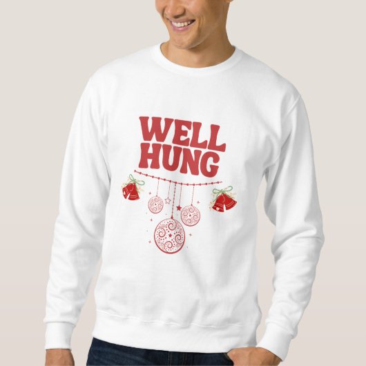 Christmas Sweatshirt Mens - Well Hung - Red (Vorderseite)