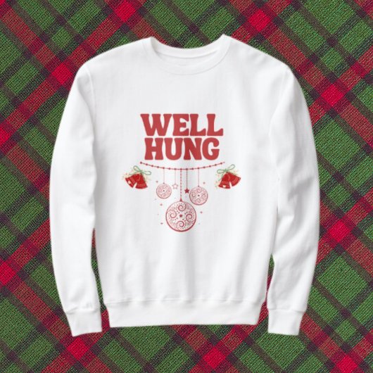 Christmas Sweatshirt Mens - Well Hung - Red