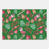 Christmas Sweets and Decorations Green  Geschenkpapier Set (Vorderseite)