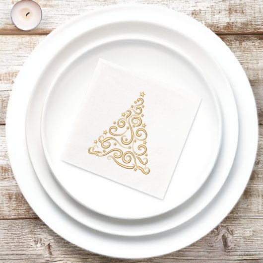 Christmas Swirls and Stars Tree Elegant Servietten Mit Folie (Insitu)