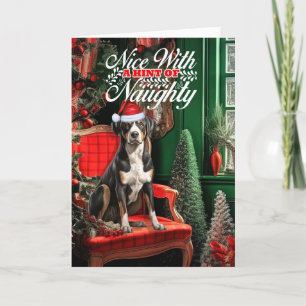 Christmas Swiss Mountain Dog Naughty oder Nice Feiertagskarte
