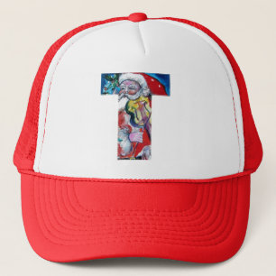 CHRISTMAS T LETTER / SANTA MIT VIOLIN MONOGRAM TRUCKERKAPPE