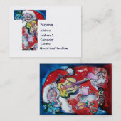 CHRISTMAS T LETTER / SANTA MIT VIOLIN MONOGRAM VISITENKARTE (Vorne/Hinten)